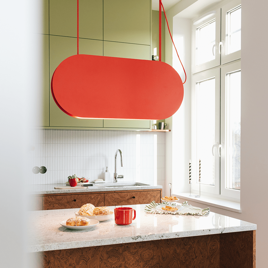 MALUMI A SUSPENSION PENDANT LIGHT RED ORANGE - DYKE & DEAN