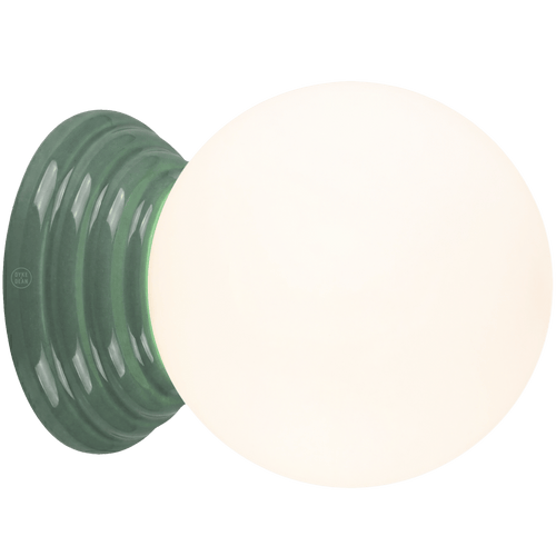 MOSS GREEN CERAMIC SCONCE WATERPROOF OPAL GLOBE WALL LIGHT - DYKE & DEAN