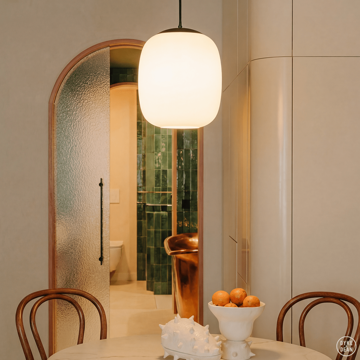 OPAL GLOSSY BARREL PENDANT 330mm - DYKE & DEAN