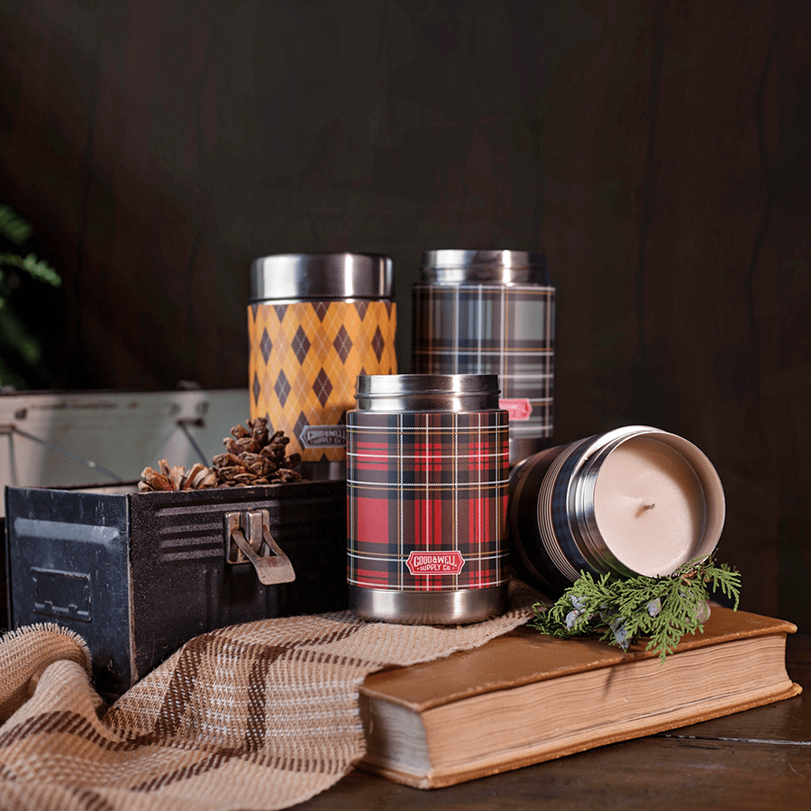 PLAID VINTAGE CANTEEN CANDLE AROUND THE FIRE - DYKE & DEAN