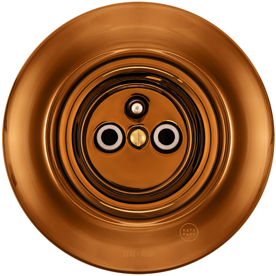 PORCELAIN 2 PIN WALL SOCKET BRONZE BRASS SCREWS - DYKE & DEAN