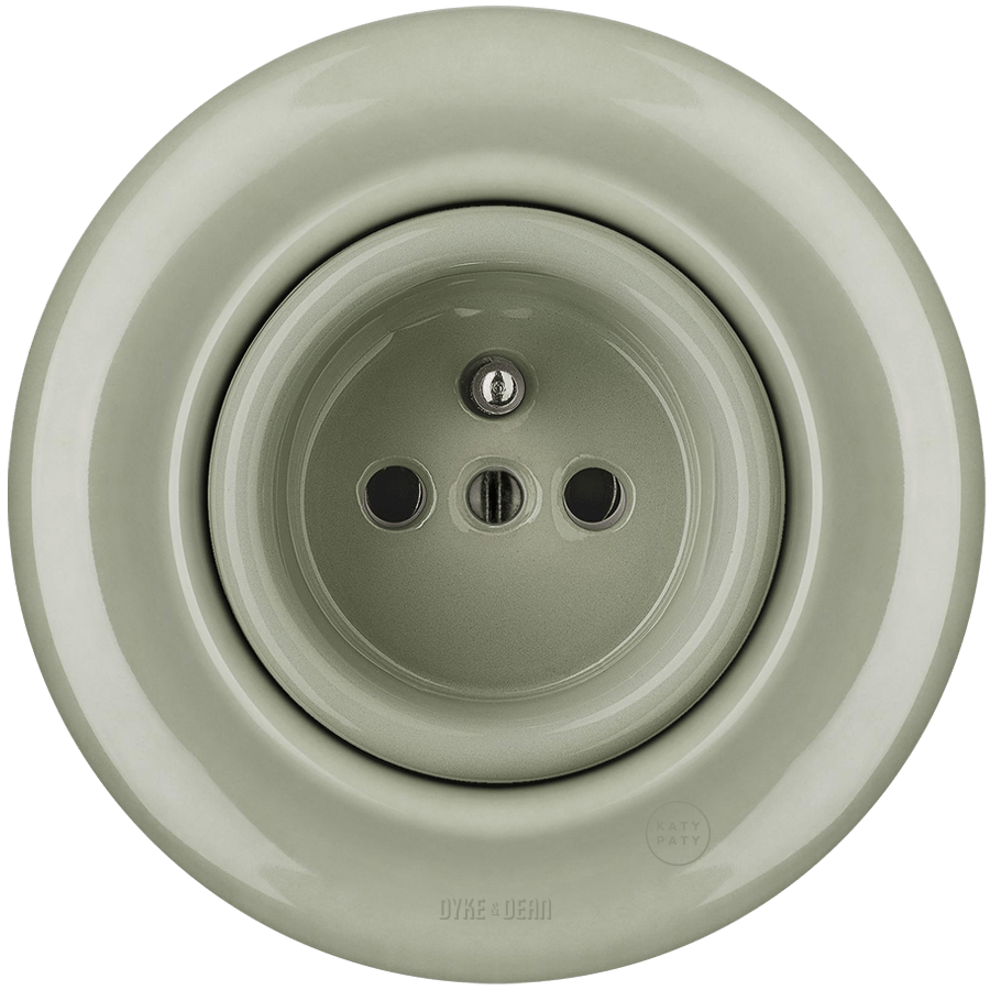 PORCELAIN 2 PIN WALL SOCKET GREY GREEN - DYKE & DEAN