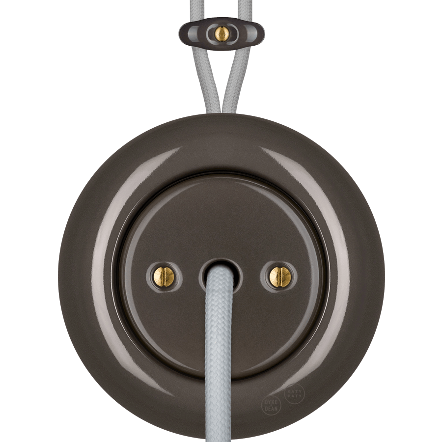 PORCELAIN KATY PATY COLONA ROUND SURFACE MOUNTED CABLE GLAND SOCKET BROWN - DYKE & DEAN