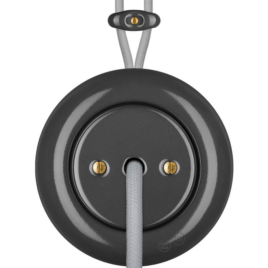 PORCELAIN KATY PATY COLONA ROUND SURFACE MOUNTED CABLE GLAND SOCKET DARK GREY - DYKE & DEAN