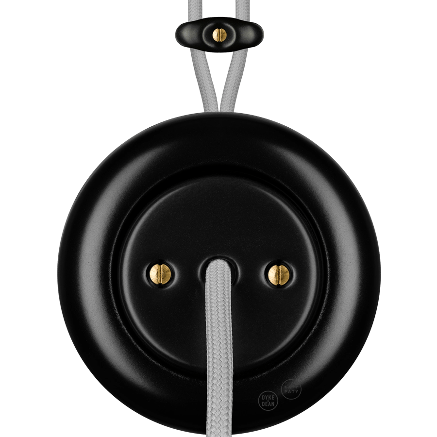 PORCELAIN KATY PATY COLONA ROUND SURFACE MOUNTED CABLE GLAND SOCKET MATTE BLACK - DYKE & DEAN