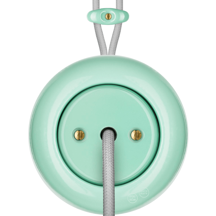 PORCELAIN KATY PATY COLONA ROUND SURFACE MOUNTED CABLE GLAND SOCKET MINT GREEN - DYKE & DEAN