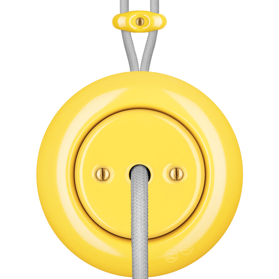 PORCELAIN KATY PATY COLONA ROUND SURFACE MOUNTED CABLE GLAND SOCKET YELLOW - DYKE & DEAN
