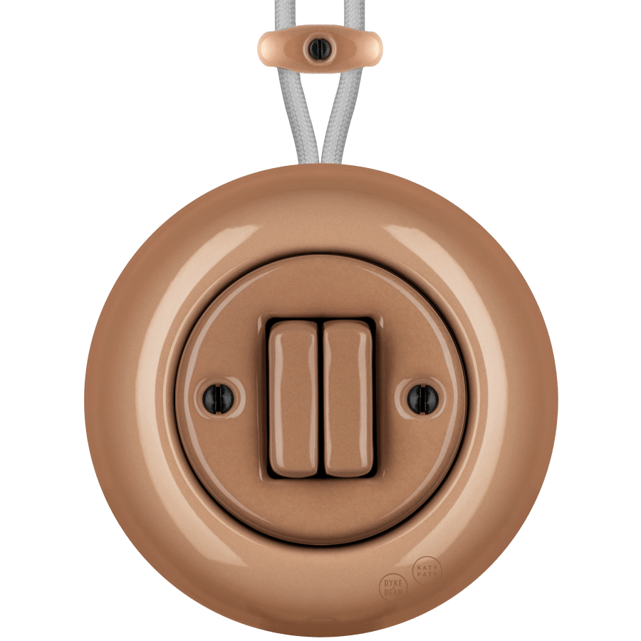 PORCELAIN KATY PATY COLONA ROUND SURFACE MOUNTED DOUBLE SLIM BUTTON SWITCH DERMA - DYKE & DEAN