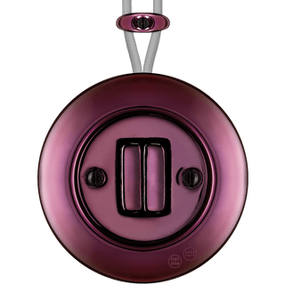PORCELAIN KATY PATY COLONA ROUND SURFACE MOUNTED DOUBLE SLIM BUTTON SWITCH PURPLE - DYKE & DEAN