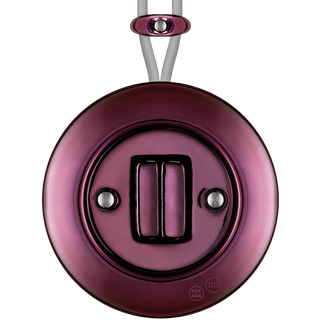 PORCELAIN KATY PATY COLONA ROUND SURFACE MOUNTED DOUBLE SLIM BUTTON SWITCH PURPLE - DYKE & DEAN