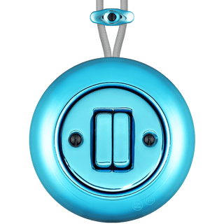 PORCELAIN KATY PATY COLONA ROUND SURFACE MOUNTED DOUBLE SLIM BUTTON SWITCH SKY BLUE - DYKE & DEAN