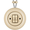 PORCELAIN KATY PATY COLONA ROUND SURFACE MOUNTED DOUBLE TOGGLE BUTTON SWITCH SAND - DYKE & DEAN