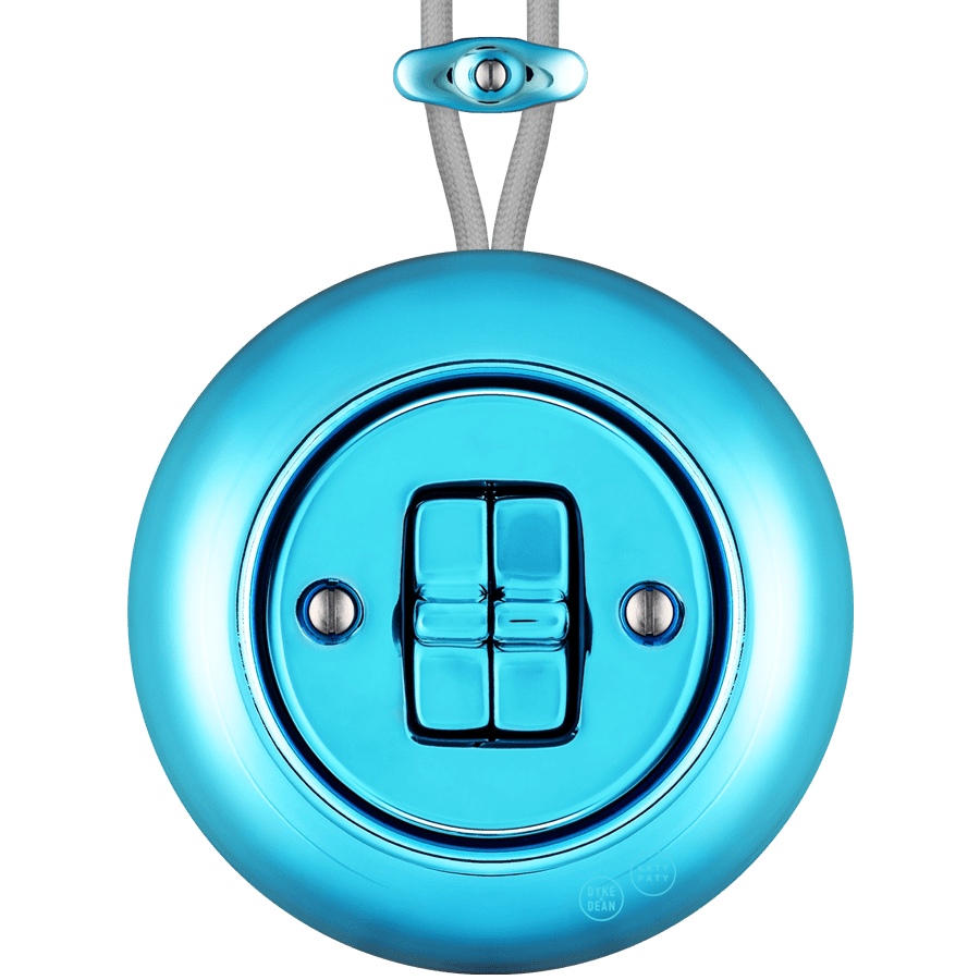 PORCELAIN KATY PATY COLONA ROUND SURFACE MOUNTED DOUBLE TOGGLE BUTTON SWITCH SKY BLUE - DYKE & DEAN