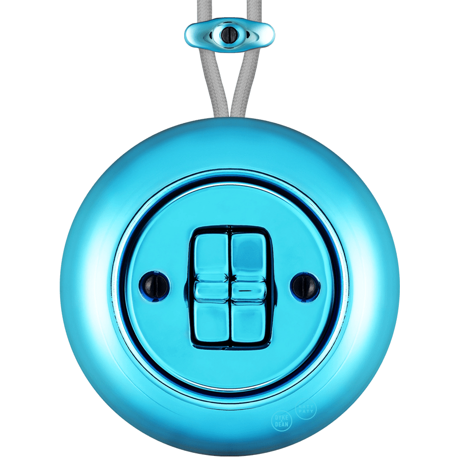 PORCELAIN KATY PATY COLONA ROUND SURFACE MOUNTED DOUBLE TOGGLE BUTTON SWITCH SKY BLUE - DYKE & DEAN