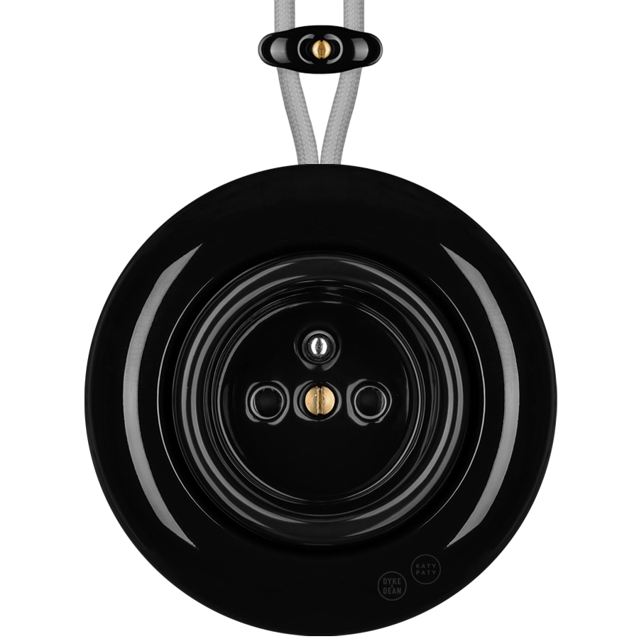 PORCELAIN KATY PATY COLONA ROUND SURFACE MOUNTED EURO SOCKET BLACK - DYKE & DEAN