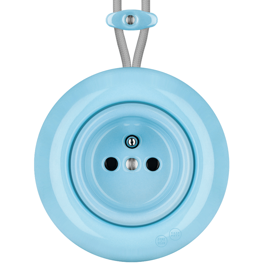 PORCELAIN KATY PATY COLONA ROUND SURFACE MOUNTED EURO SOCKET PASTEL BLUE - DYKE & DEAN