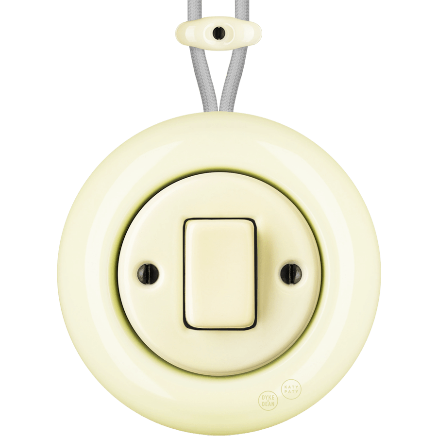 PORCELAIN KATY PATY COLONA ROUND SURFACE MOUNTED FAT BUTTON SWITCH VANILLA - DYKE & DEAN