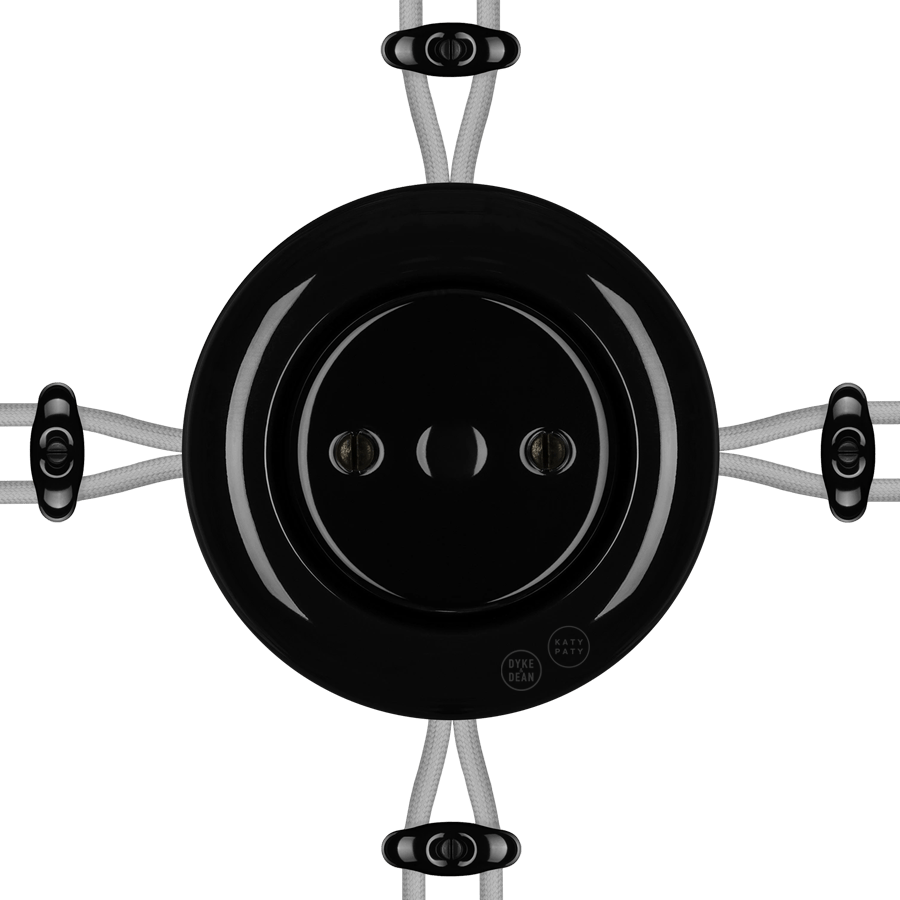 PORCELAIN KATY PATY COLONA ROUND SURFACE MOUNTED JUNCTION BOX BLACK - DYKE & DEAN