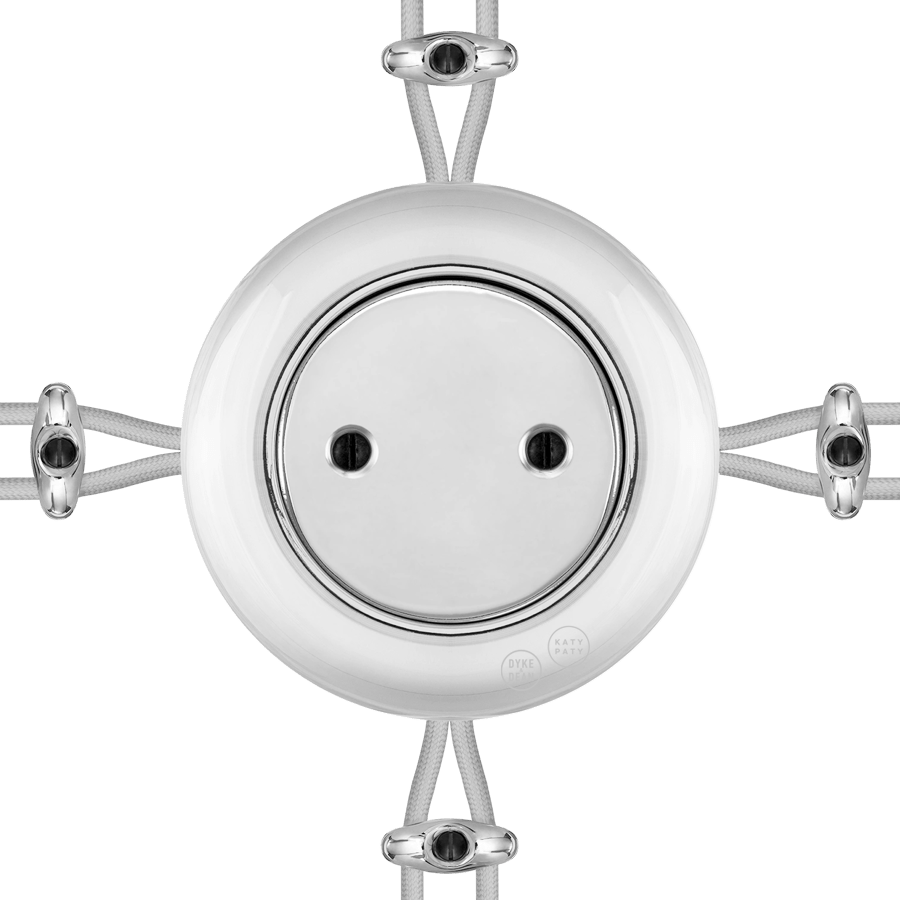 PORCELAIN KATY PATY COLONA ROUND SURFACE MOUNTED JUNCTION BOX CHROME - DYKE & DEAN