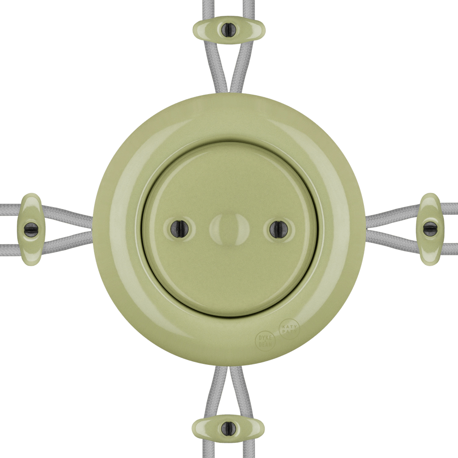PORCELAIN KATY PATY COLONA ROUND SURFACE MOUNTED JUNCTION BOX MOSS GREEN - DYKE & DEAN
