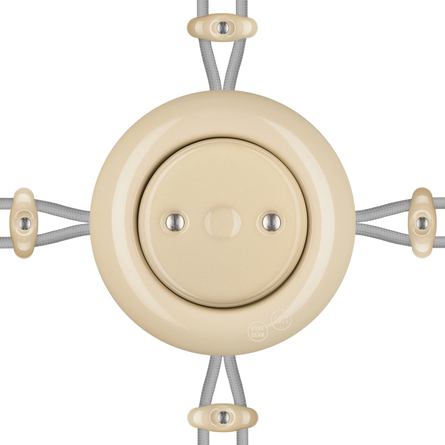 PORCELAIN KATY PATY COLONA ROUND SURFACE MOUNTED JUNCTION BOX SAND - DYKE & DEAN