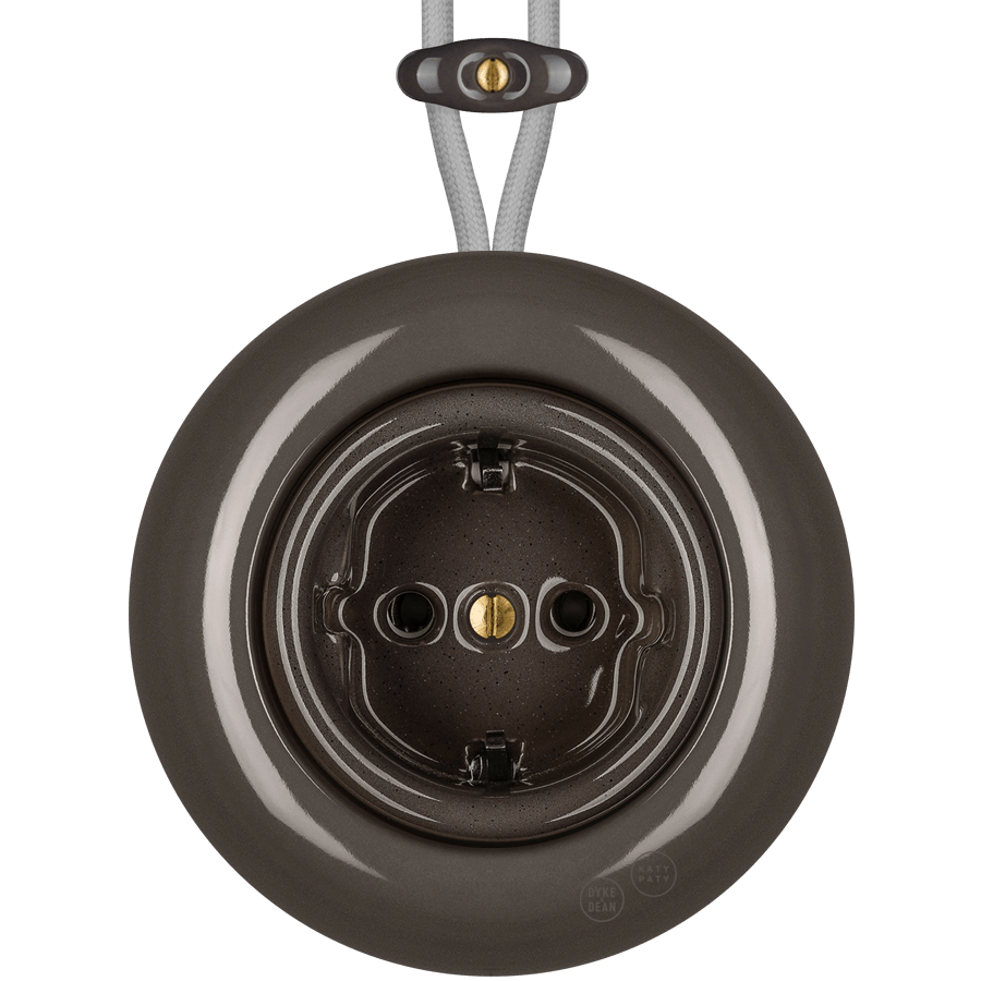 PORCELAIN KATY PATY COLONA ROUND SURFACE MOUNTED SCHUKO SOCKET BROWN - DYKE & DEAN