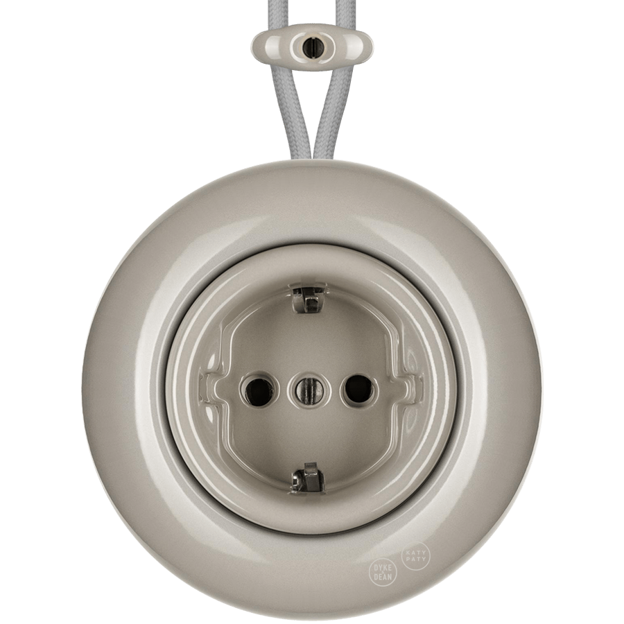 PORCELAIN KATY PATY COLONA ROUND SURFACE MOUNTED SCHUKO SOCKET CAPPUCCINO - DYKE & DEAN