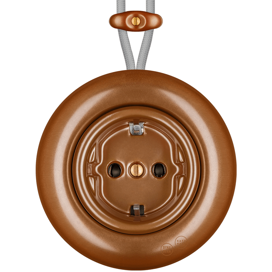PORCELAIN KATY PATY COLONA ROUND SURFACE MOUNTED SCHUKO SOCKET COPPER - DYKE & DEAN