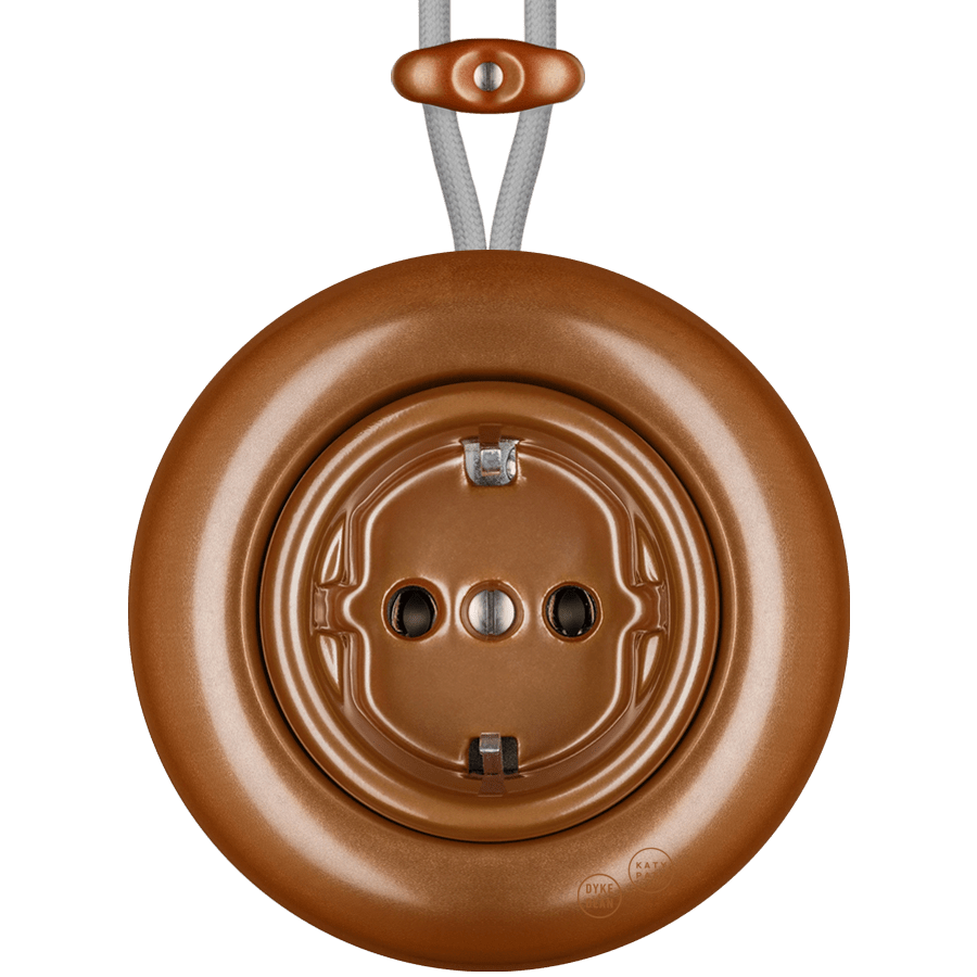 PORCELAIN KATY PATY COLONA ROUND SURFACE MOUNTED SCHUKO SOCKET COPPER - DYKE & DEAN
