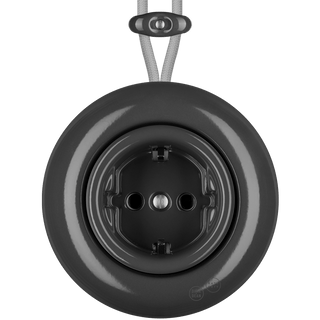 PORCELAIN KATY PATY COLONA ROUND SURFACE MOUNTED SCHUKO SOCKET DARK GREY - DYKE & DEAN