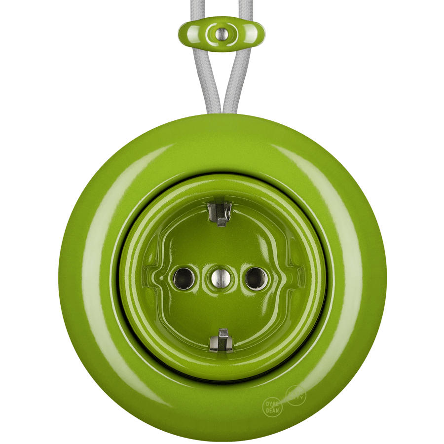PORCELAIN KATY PATY COLONA ROUND SURFACE MOUNTED SCHUKO SOCKET GREEN - DYKE & DEAN