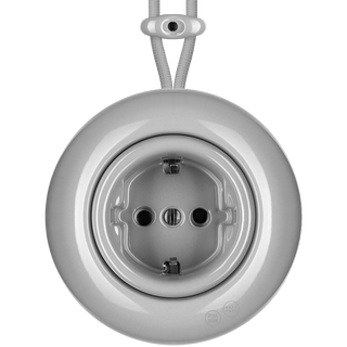 PORCELAIN KATY PATY COLONA ROUND SURFACE MOUNTED SCHUKO SOCKET GREY - DYKE & DEAN