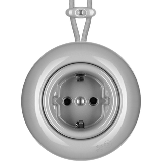 PORCELAIN KATY PATY COLONA ROUND SURFACE MOUNTED SCHUKO SOCKET GREY - DYKE & DEAN