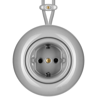 PORCELAIN KATY PATY COLONA ROUND SURFACE MOUNTED SCHUKO SOCKET GREY - DYKE & DEAN