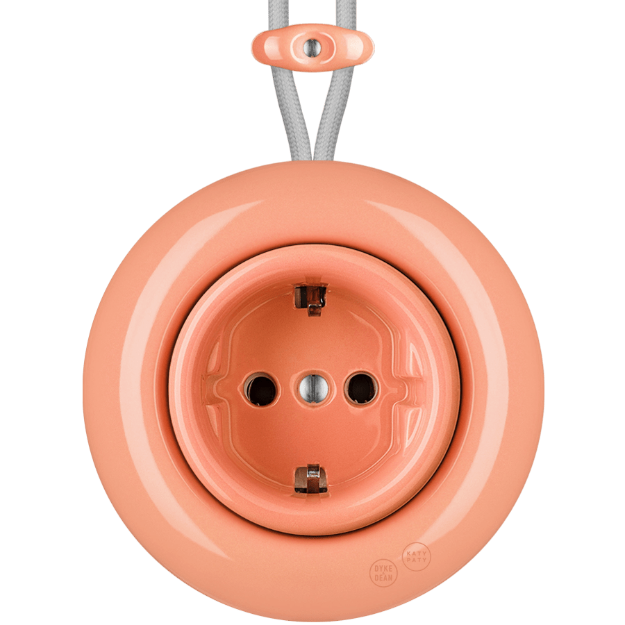 PORCELAIN KATY PATY COLONA ROUND SURFACE MOUNTED SCHUKO SOCKET SALMON PINK - DYKE & DEAN