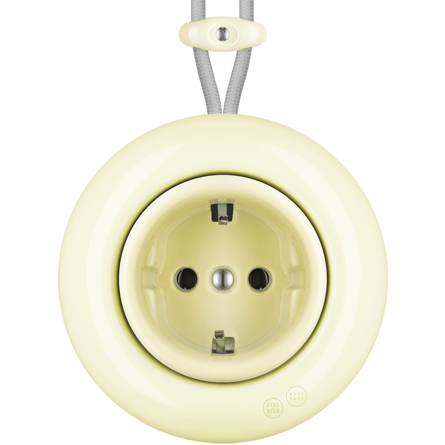 PORCELAIN KATY PATY COLONA ROUND SURFACE MOUNTED SCHUKO SOCKET VANILLA - DYKE & DEAN