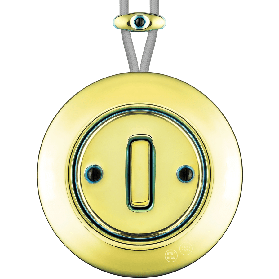 PORCELAIN KATY PATY COLONA ROUND SURFACE MOUNTED SLIM BUTTON SWITCH LUCEDO - DYKE & DEAN