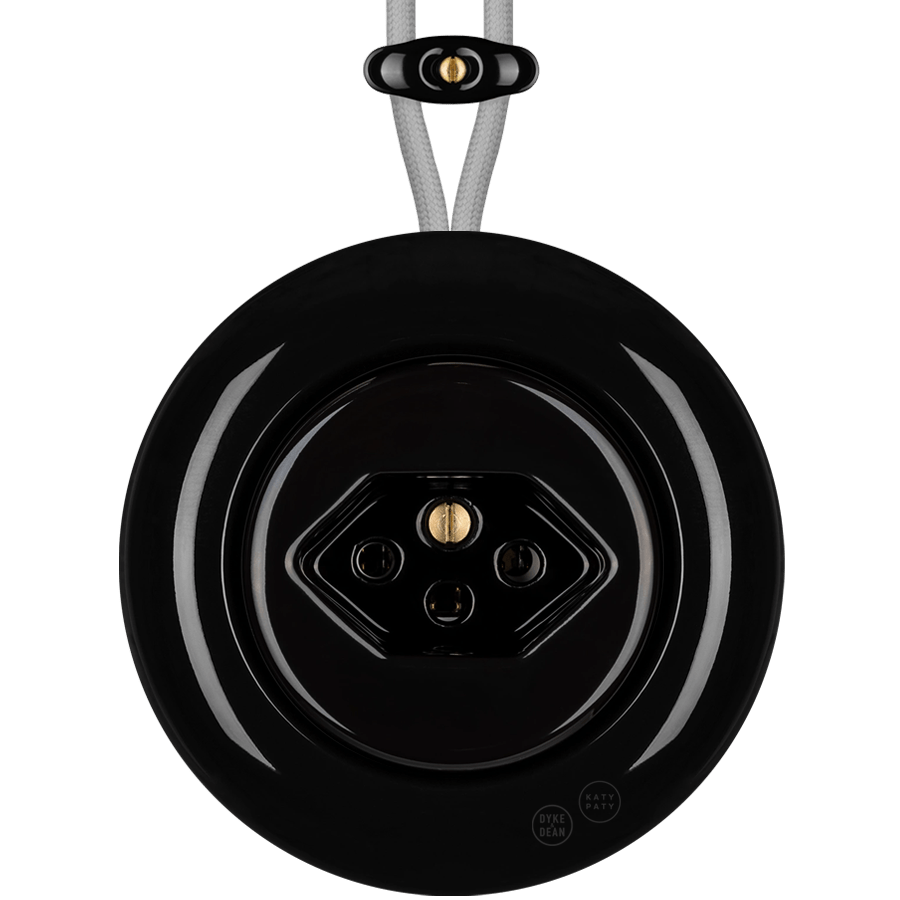 PORCELAIN KATY PATY COLONA ROUND SURFACE MOUNTED SWISS SOCKET BLACK - DYKE & DEAN