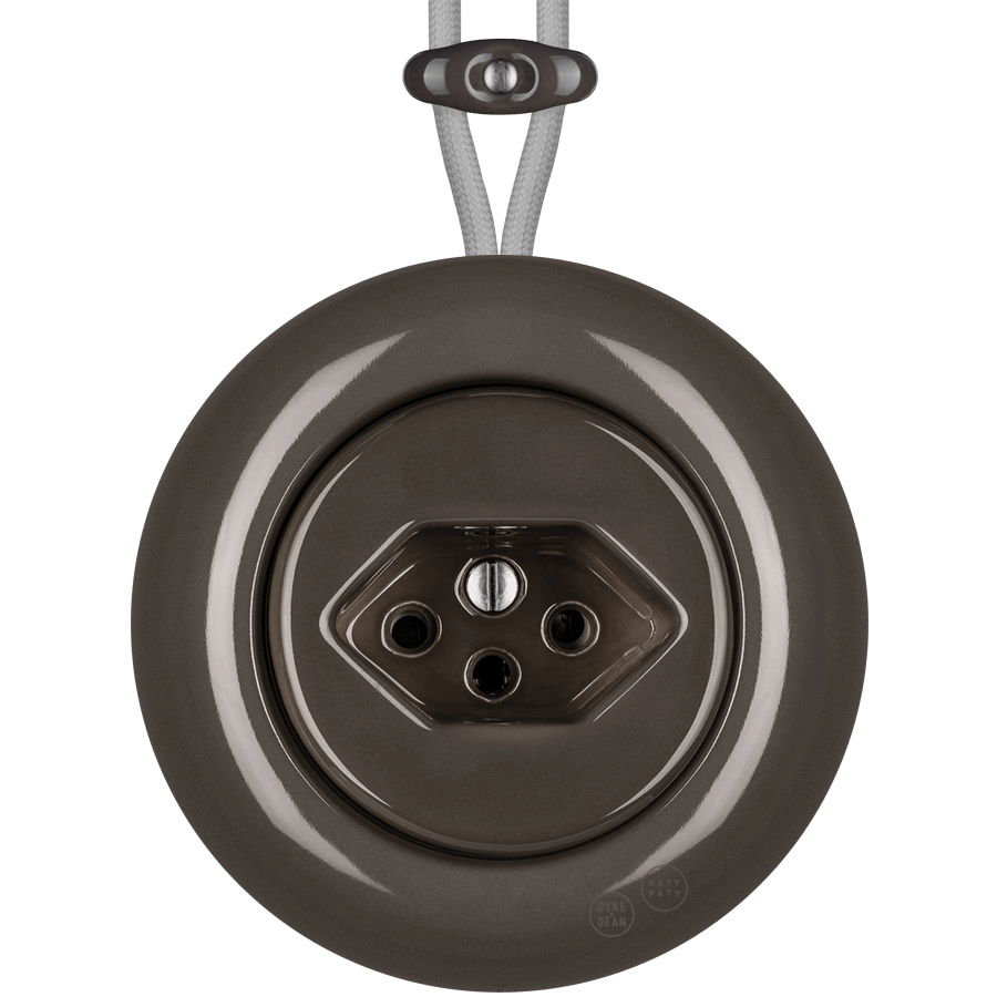 PORCELAIN KATY PATY COLONA ROUND SURFACE MOUNTED SWISS SOCKET BROWN - DYKE & DEAN