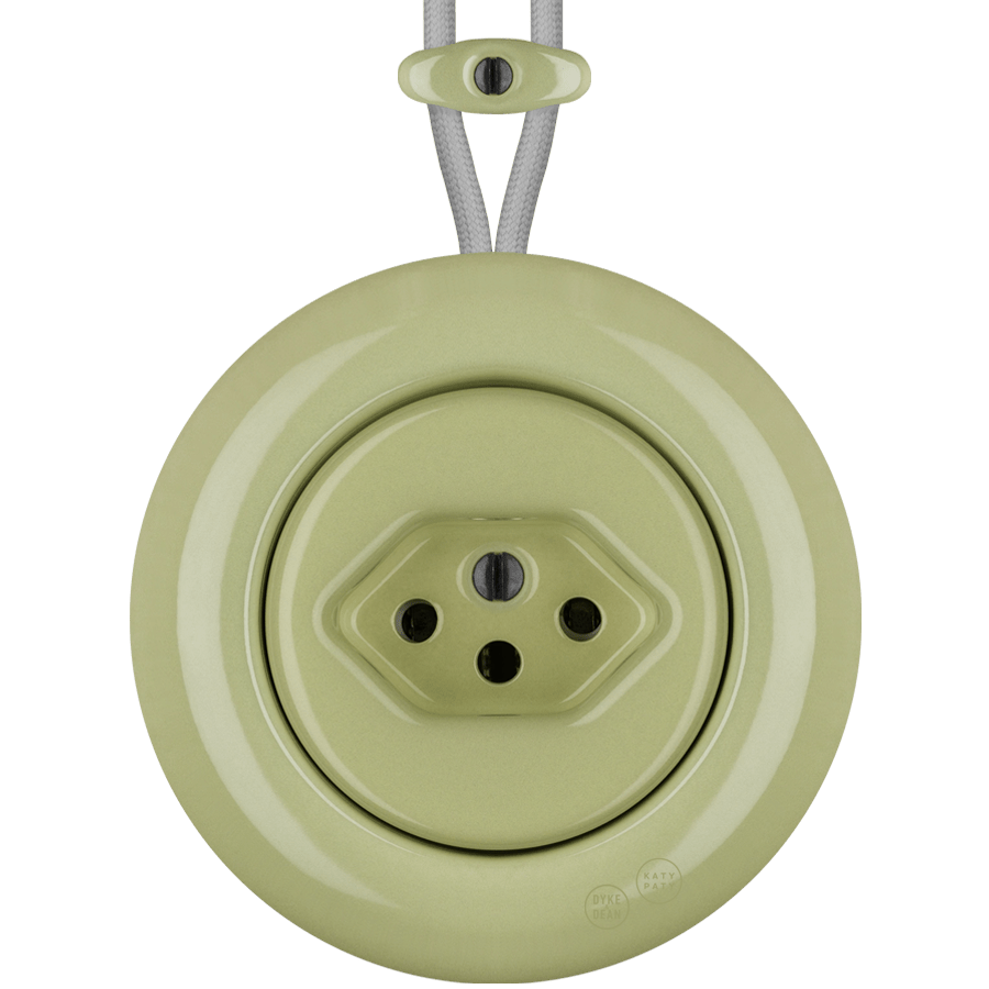 PORCELAIN KATY PATY COLONA ROUND SURFACE MOUNTED SWISS SOCKET MOSS GREEN - DYKE & DEAN