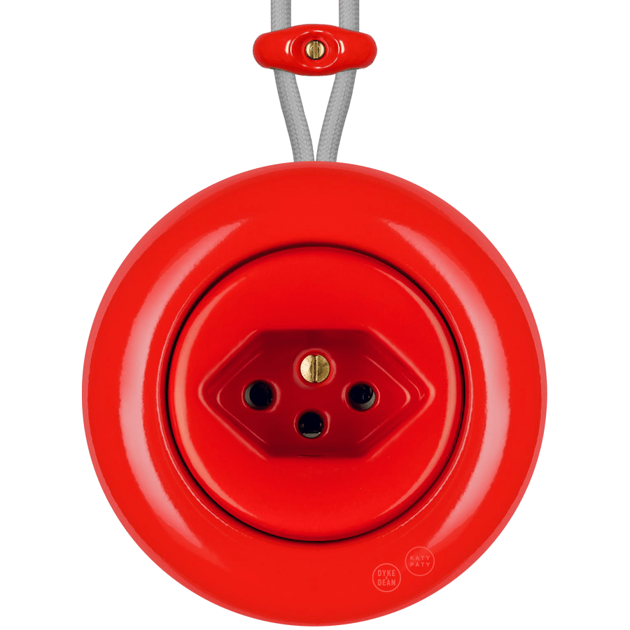 PORCELAIN KATY PATY COLONA ROUND SURFACE MOUNTED SWISS SOCKET RED - DYKE & DEAN