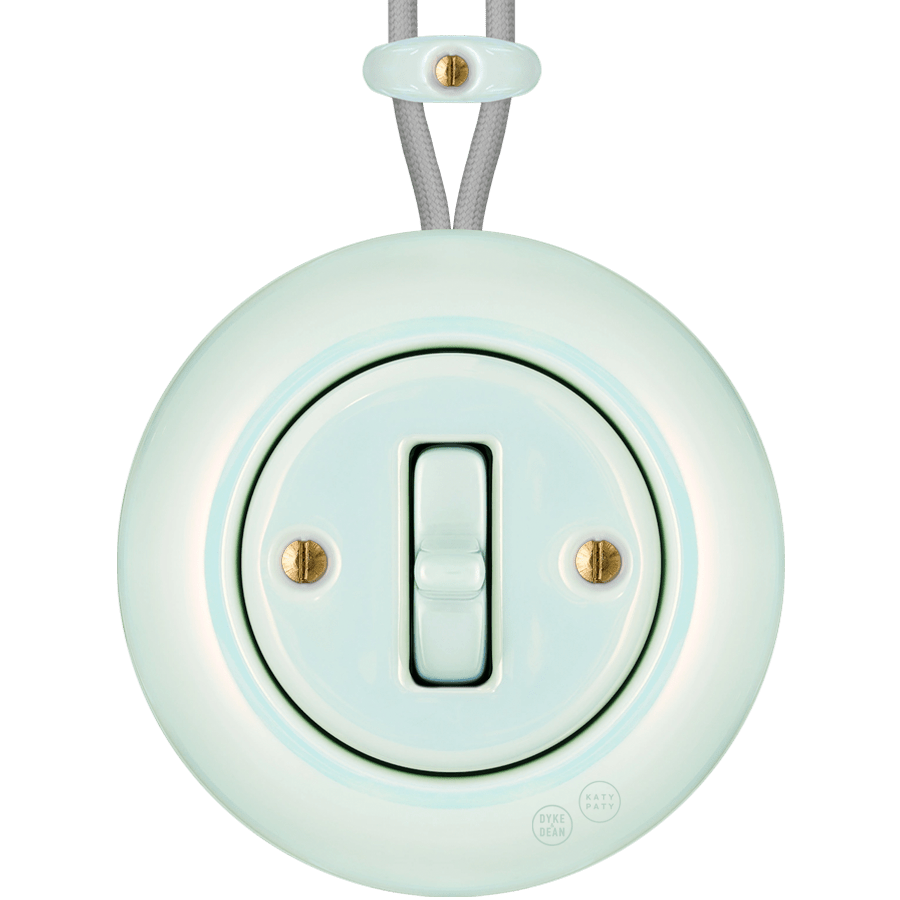 PORCELAIN KATY PATY COLONA ROUND SURFACE MOUNTED TOGGLE BUTTON SWITCH CONCHA - DYKE & DEAN