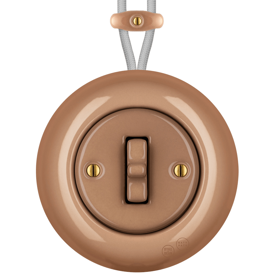 PORCELAIN KATY PATY COLONA ROUND SURFACE MOUNTED TOGGLE BUTTON SWITCH DERMA - DYKE & DEAN
