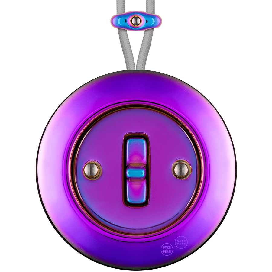 PORCELAIN KATY PATY COLONA ROUND SURFACE MOUNTED TOGGLE BUTTON SWITCH VIOLEDO - DYKE & DEAN