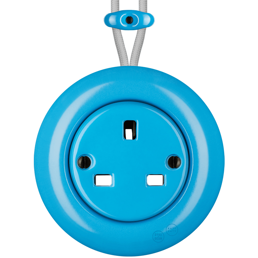 PORCELAIN KATY PATY COLONA ROUND SURFACE MOUNTED UK SOCKET AZURE - DYKE & DEAN