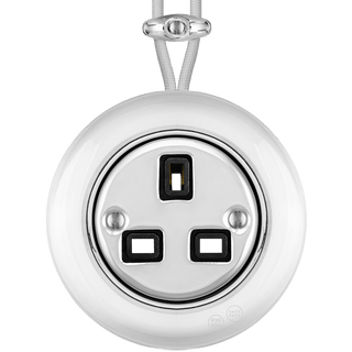 PORCELAIN KATY PATY COLONA ROUND SURFACE MOUNTED UK SOCKET CHROME - DYKE & DEAN
