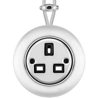 PORCELAIN KATY PATY COLONA ROUND SURFACE MOUNTED UK SOCKET CHROME - DYKE & DEAN