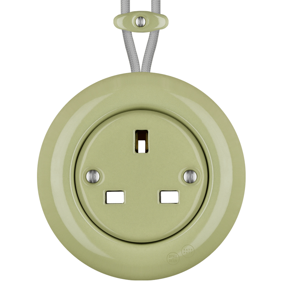 PORCELAIN KATY PATY COLONA ROUND SURFACE MOUNTED UK SOCKET MOSS GREEN - DYKE & DEAN