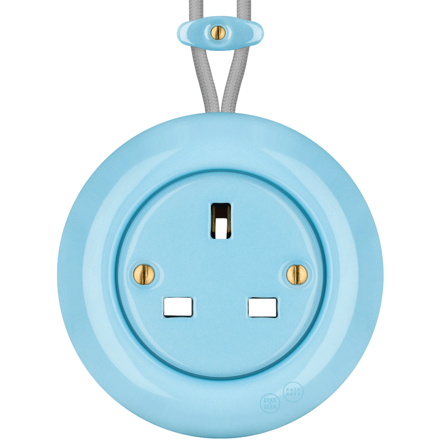 PORCELAIN KATY PATY COLONA ROUND SURFACE MOUNTED UK SOCKET PASTEL BLUE - DYKE & DEAN