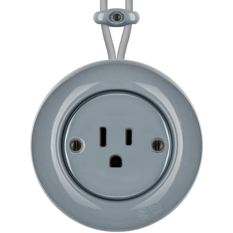 PORCELAIN KATY PATY COLONA ROUND SURFACE MOUNTED USA 15AMP SOCKET ASH GREY - DYKE & DEAN